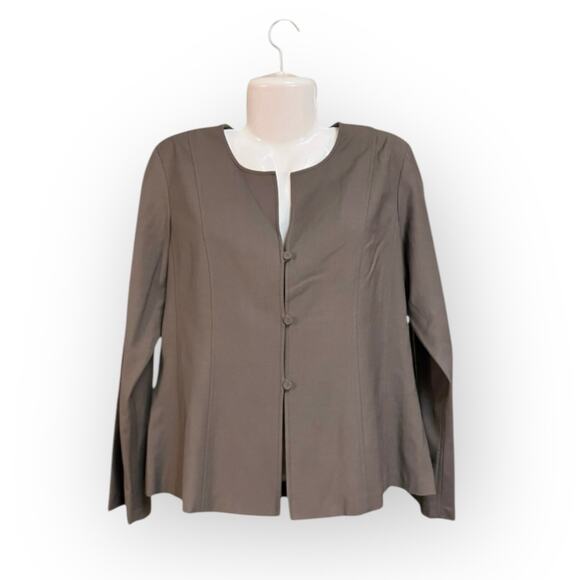 Eileen Fisher Women's Brown Wool Blend Button Front Long Sleeve Blazer SZ L - Picture 1 of 8